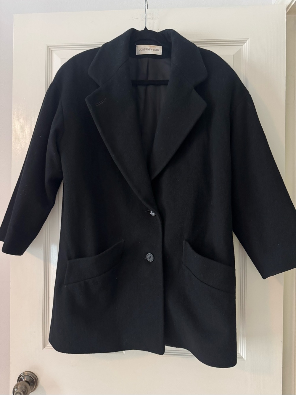 Vintage Jones New York Black Wool-Blend Women's Coat